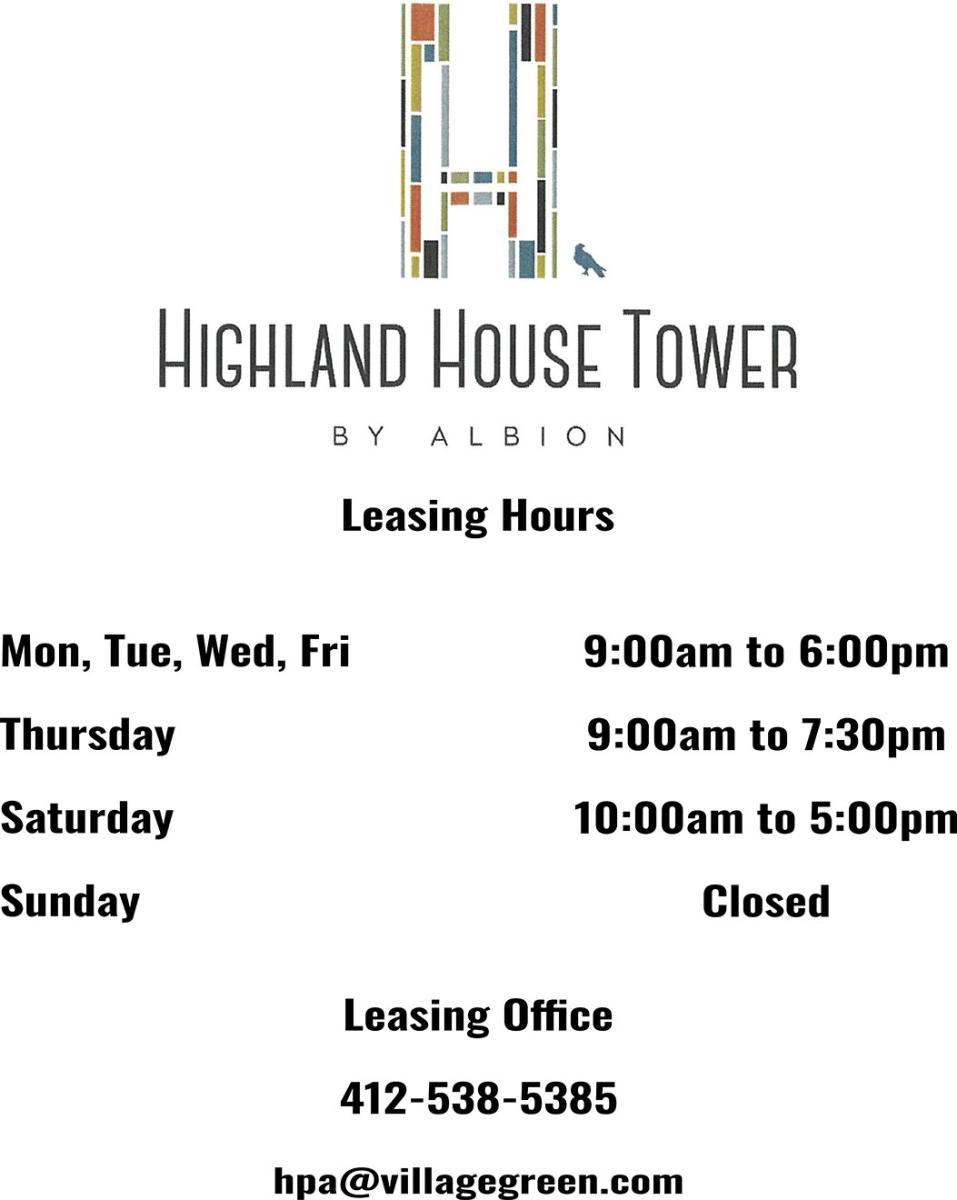 Parkland Hours of Operation - (Highland House Tower)